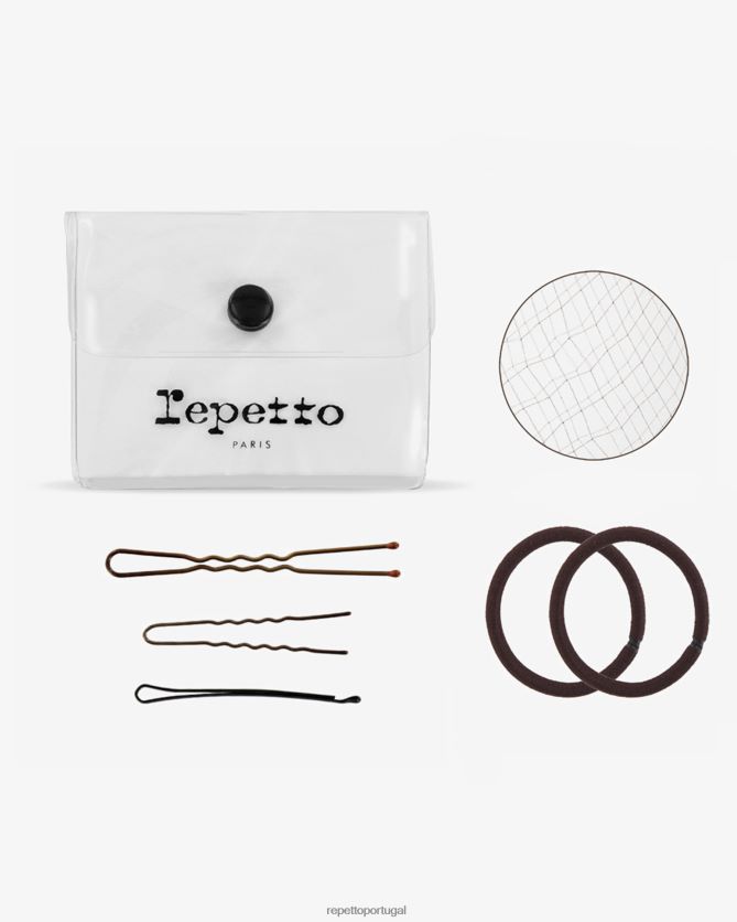 Repetto LJHHL633 mulheres kit de cabelo para coque dançante acessórios marrom castanho