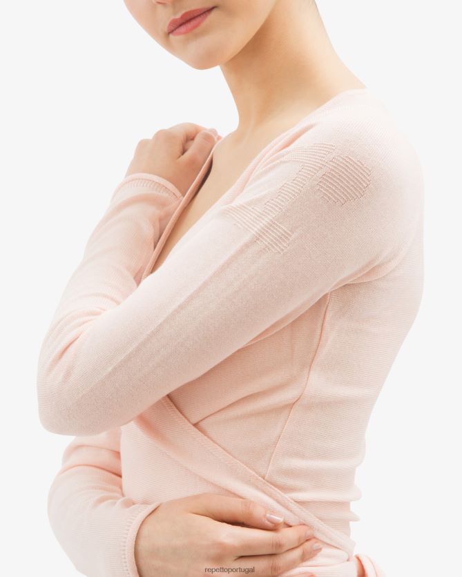 Repetto LJHHL511 mulheres envoltório de manga comprida roupas pétala rosa