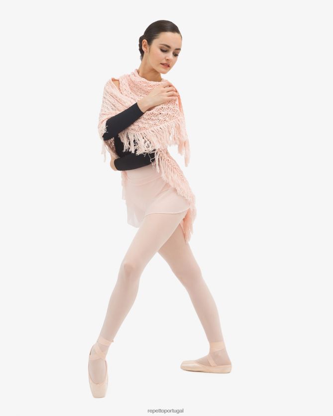 Repetto LJHHL537 mulheres xale de tricô com franjas roupas pétala rosa