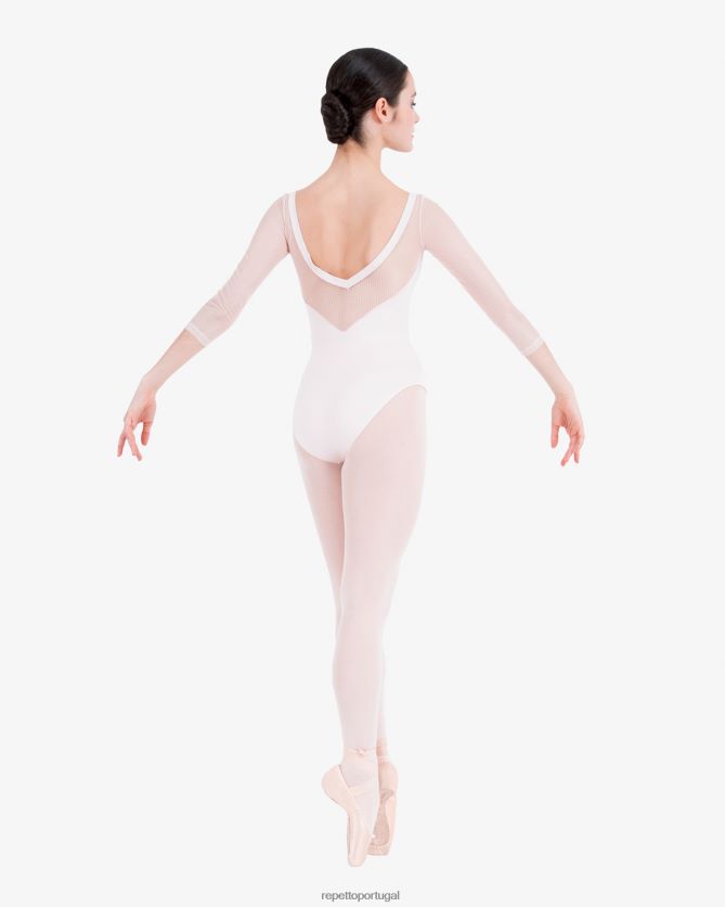 Repetto LJHHL441 mulheres Collant manga 3/4 com renda roupas pétala rosa