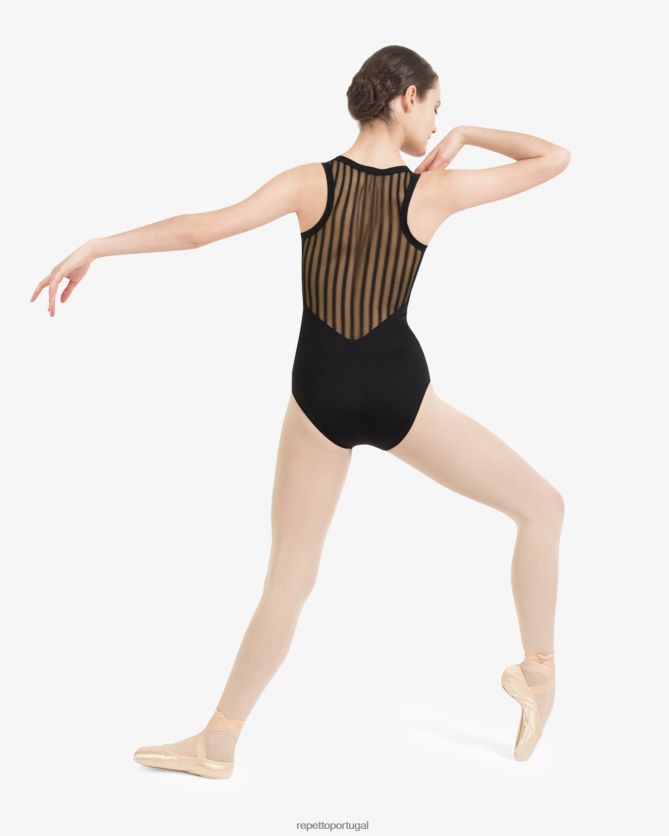 Repetto LJHHL481 mulheres collant arrastão racer back roupas preto