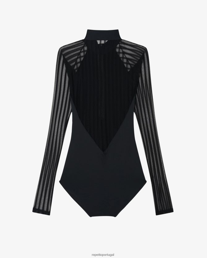 Repetto LJHHL485 mulheres collant de gola oficial de rede arrastão roupas moda