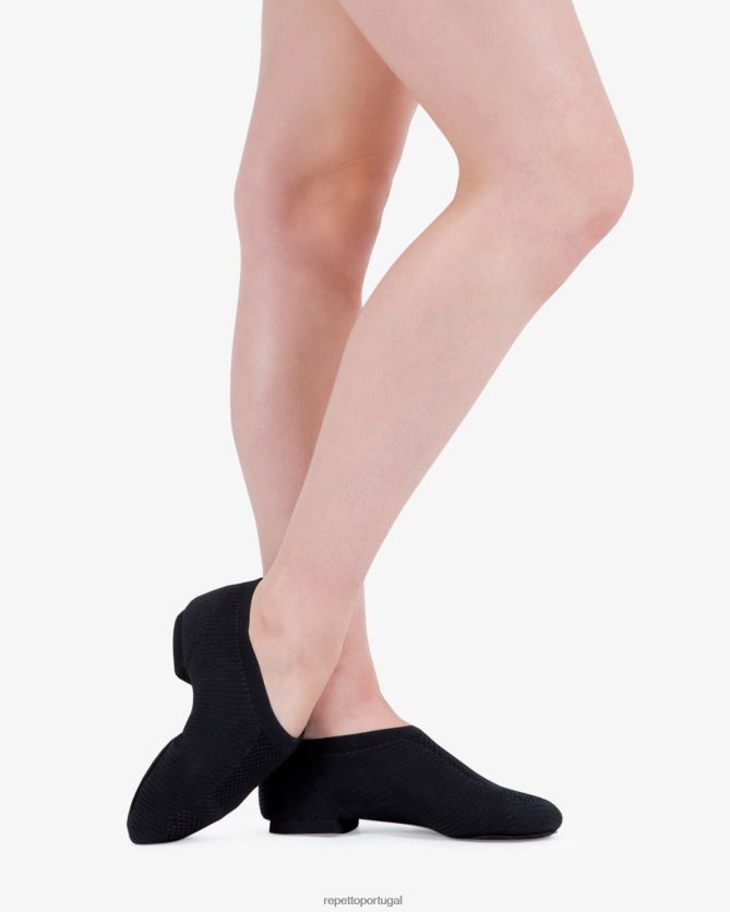 Repetto LJHHL624 mulheres sapatos de jazz com sola dividida f.i.t calçados preto