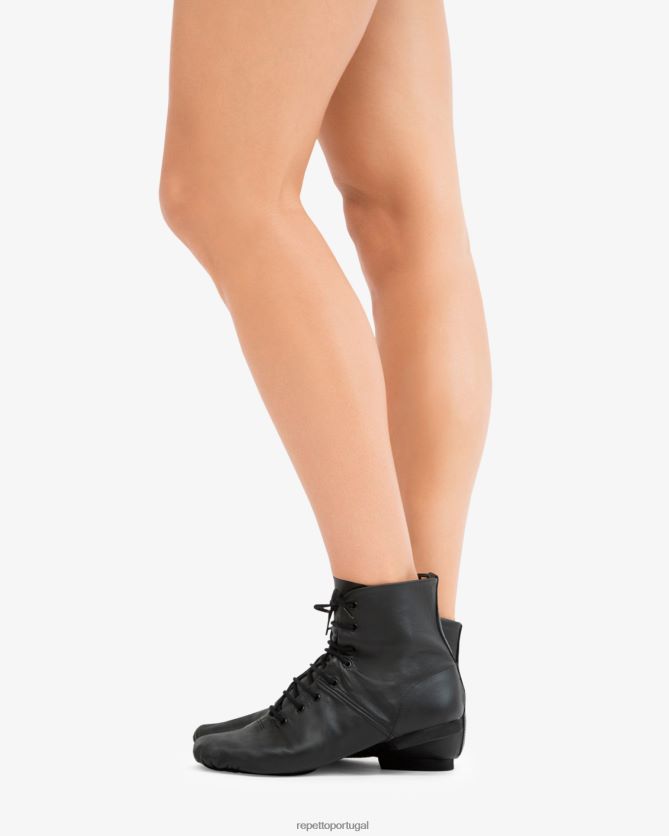 Repetto LJHHL626 mulheres botas de jazz com sola dividida calçados preto