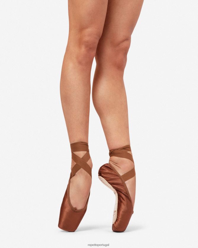 Repetto LJHHL564 mulheres sapatilhas de ponta alicia - caixa grande com sola dura calçados marrom gelo