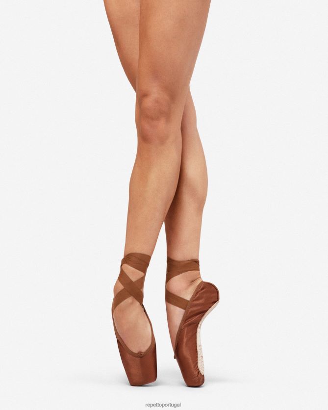 Repetto LJHHL564 mulheres sapatilhas de ponta alicia - caixa grande com sola dura calçados marrom gelo