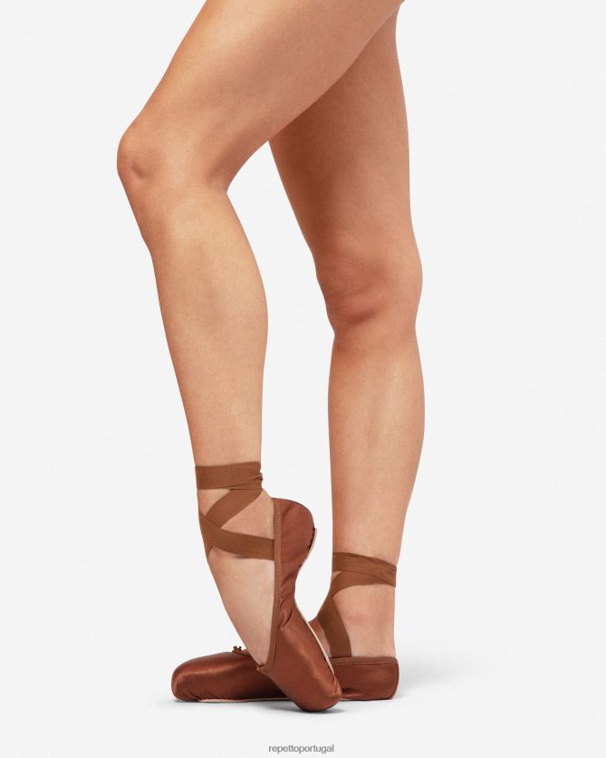 Repetto LJHHL564 mulheres sapatilhas de ponta alicia - caixa grande com sola dura calçados marrom gelo