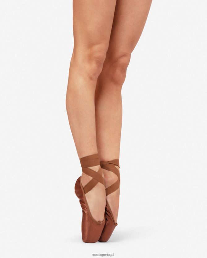 Repetto LJHHL565 mulheres sapatilhas de ponta Julieta - sola macia de caixa média calçados marrom gelo