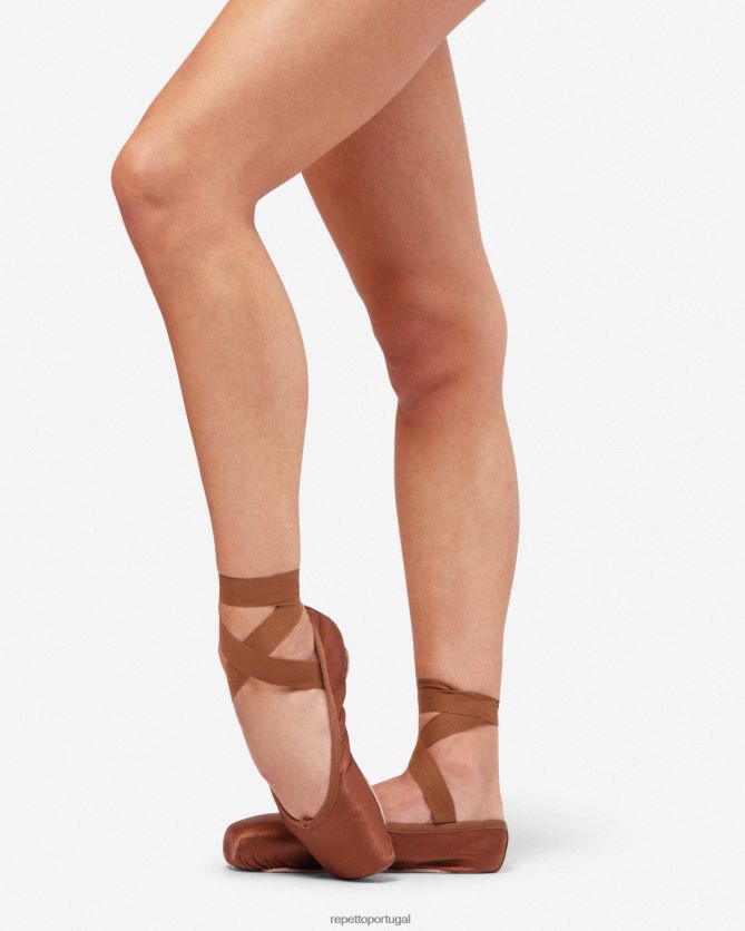 Repetto LJHHL565 mulheres sapatilhas de ponta Julieta - sola macia de caixa média calçados marrom gelo