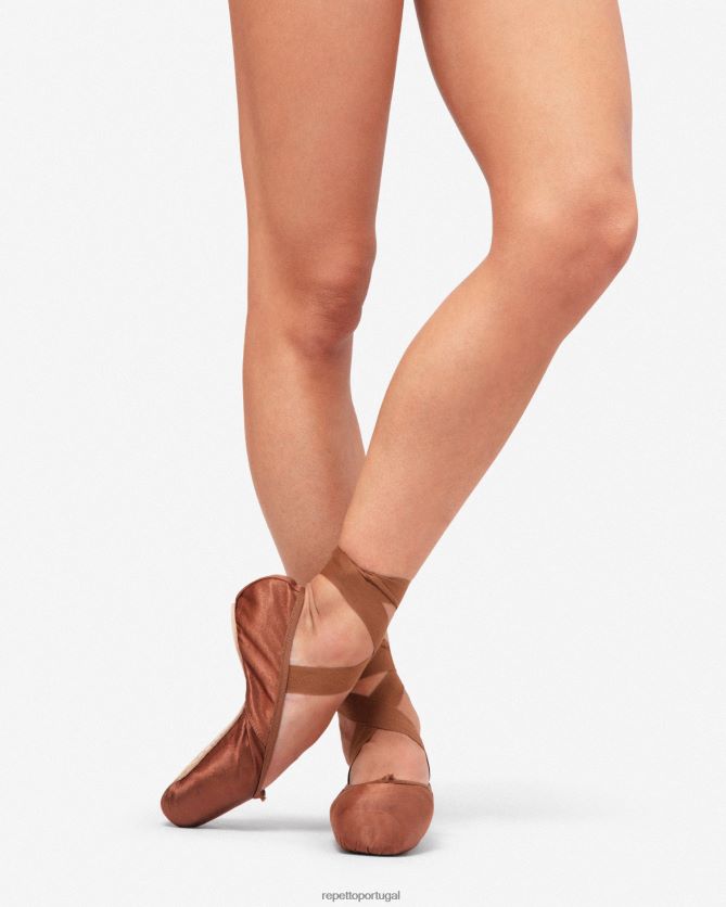 Repetto LJHHL566 mulheres sapatilhas de ponta carlotta - caixa média sola média calçados marrom gelo