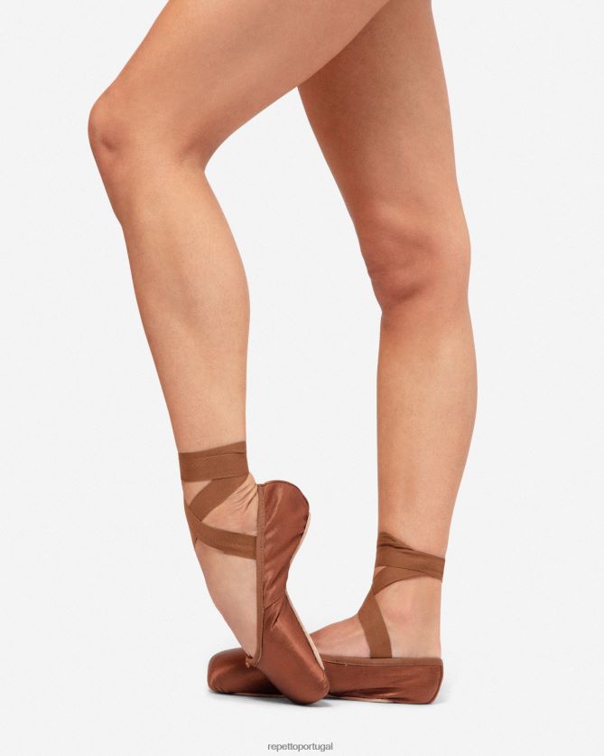 Repetto LJHHL566 mulheres sapatilhas de ponta carlotta - caixa média sola média calçados marrom gelo