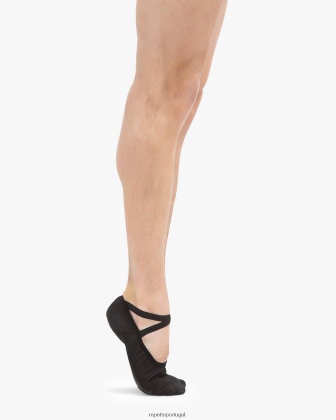 Repetto LJHHL607 mulheres sapatilhas profissionais macias com sola dividida (largura grande) calçados preto