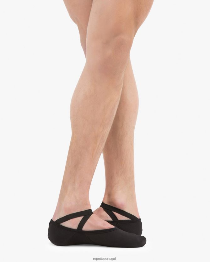 Repetto LJHHL607 mulheres sapatilhas profissionais macias com sola dividida (largura grande) calçados preto