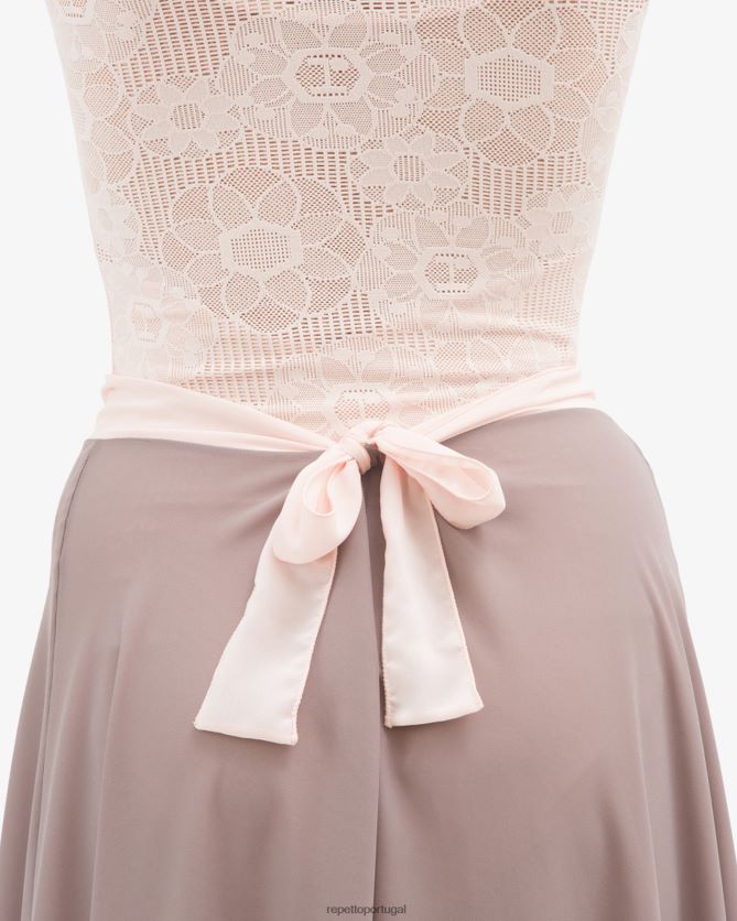 Repetto LJHHL547 mulheres top de mangas compridas em renda roseta roupas pétala rosa