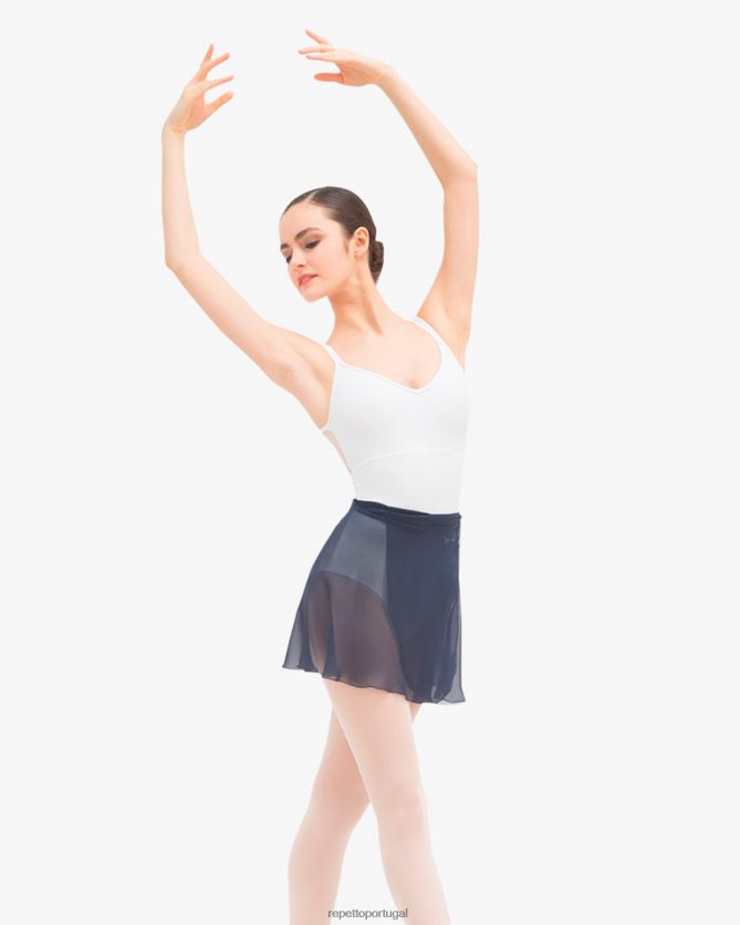 Repetto LJHHL506 mulheres saia curta de chiffon roupas azul da meia noite