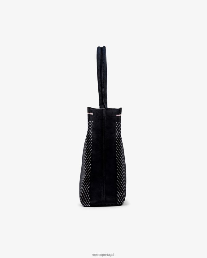 Repetto LJHHL422 mulheres Bolsa de compras acessórios preto e rosa pétala