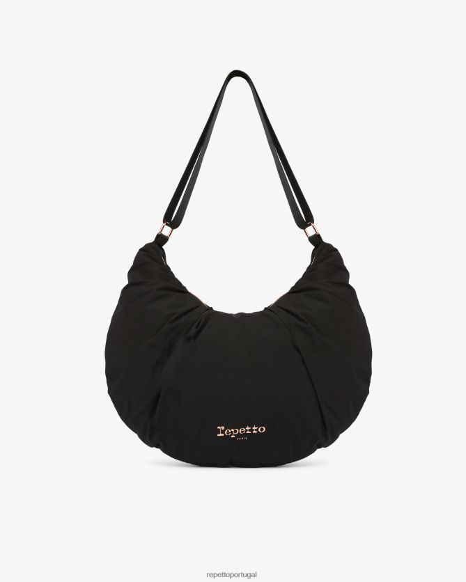 Repetto LJHHL427 mulheres bolsa meia lua de nylon acolchoada lune acessórios preto