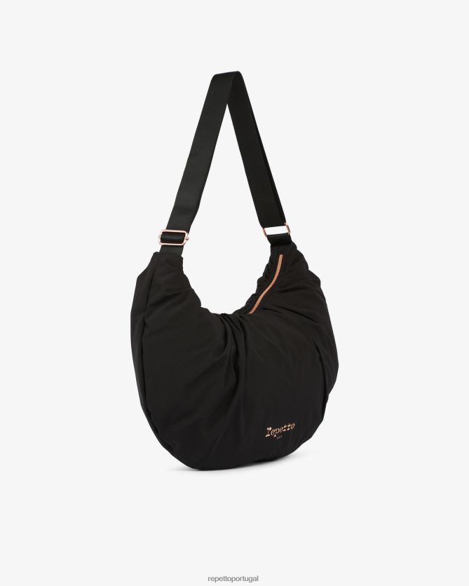 Repetto LJHHL427 mulheres bolsa meia lua de nylon acolchoada lune acessórios preto