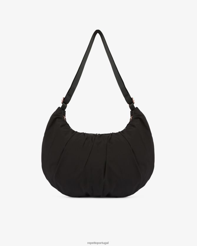 Repetto LJHHL427 mulheres bolsa meia lua de nylon acolchoada lune acessórios preto