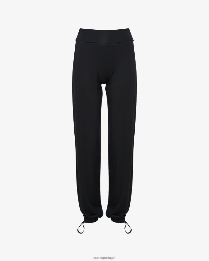 Repetto LJHHL373 mulheres calça jazz de viscose com cós dobrável roupas preto
