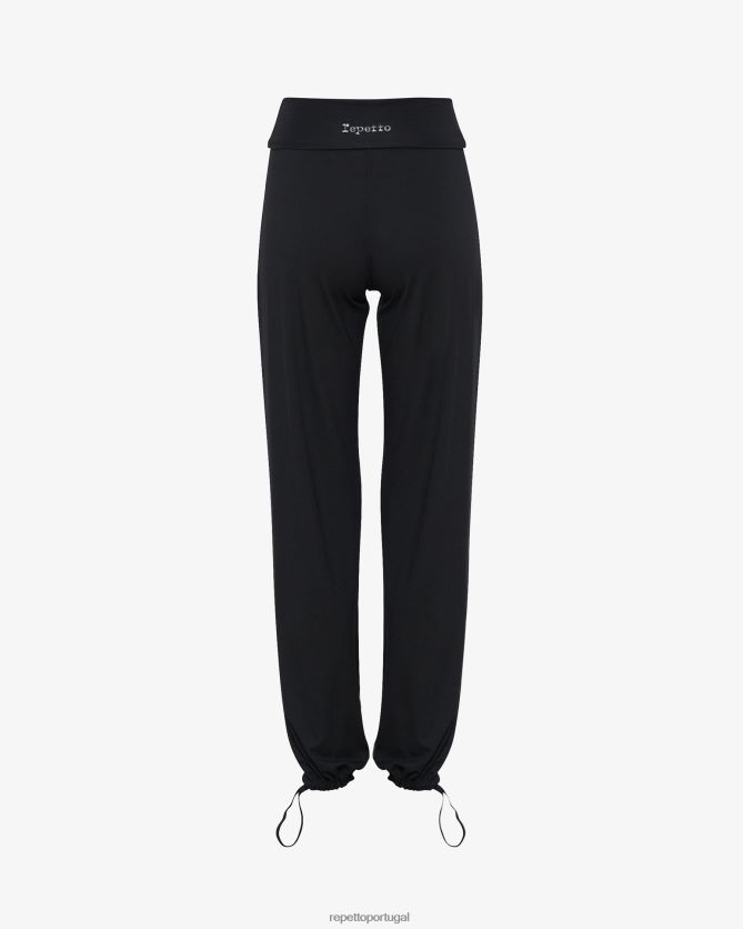 Repetto LJHHL373 mulheres calça jazz de viscose com cós dobrável roupas preto