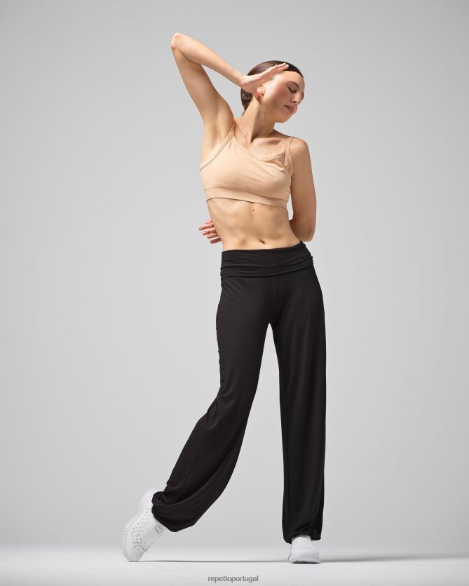 Repetto LJHHL373 mulheres calça jazz de viscose com cós dobrável roupas preto