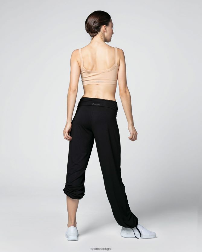 Repetto LJHHL373 mulheres calça jazz de viscose com cós dobrável roupas preto