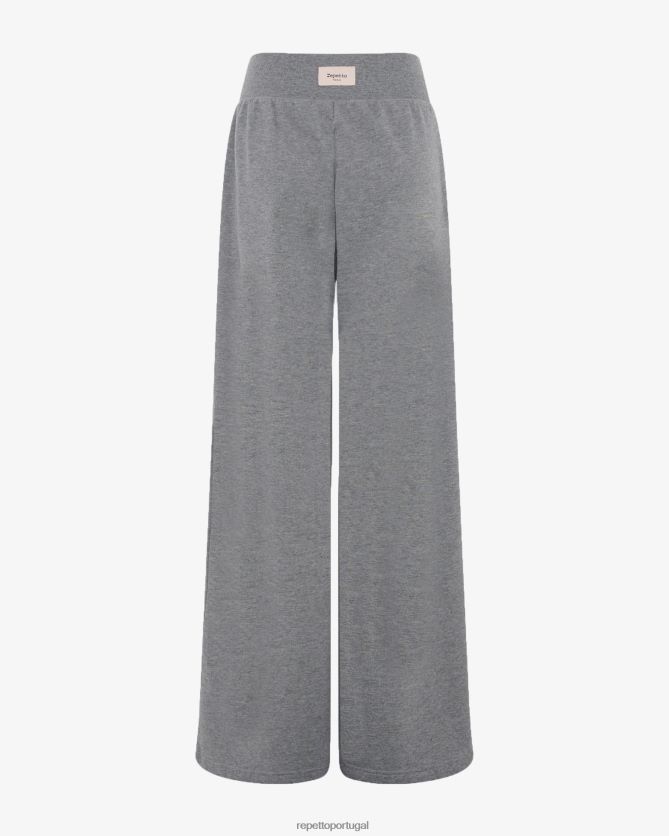 Repetto LJHHL382 mulheres calças de jogging grandes roupas cinza claro manchado