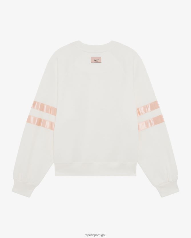 Repetto LJHHL350 mulheres moletom de cetim roupas Branco marfim