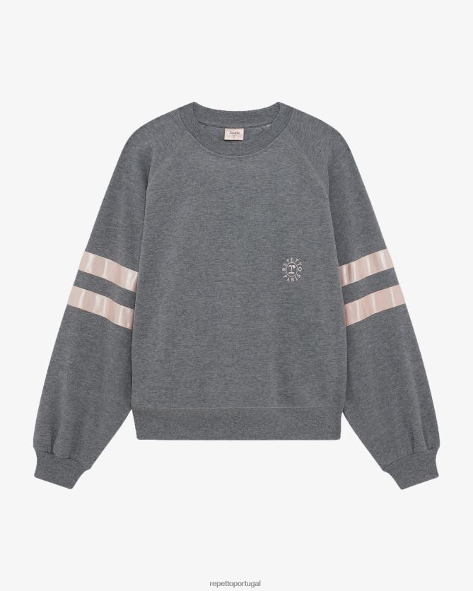 Repetto LJHHL351 mulheres moletom de cetim roupas cinza claro manchado