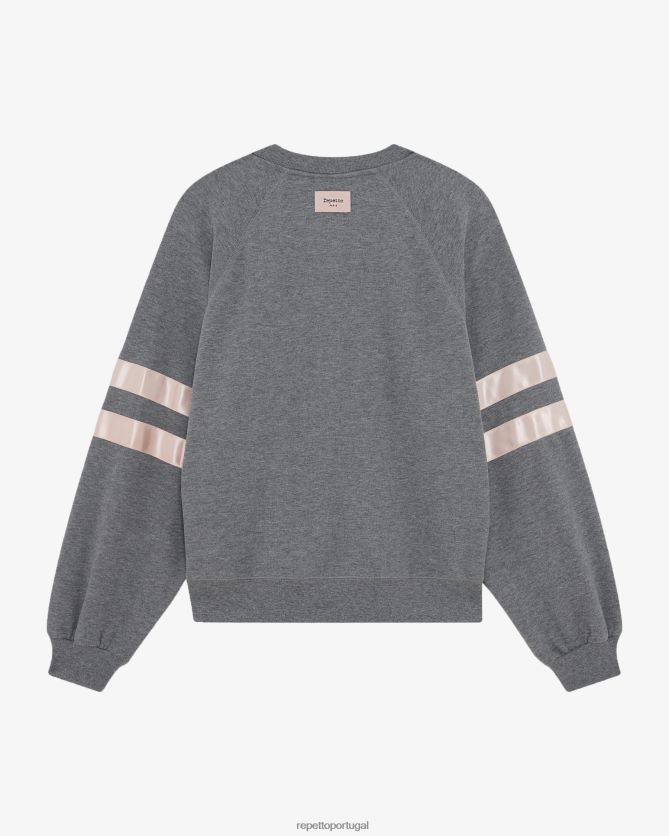 Repetto LJHHL351 mulheres moletom de cetim roupas cinza claro manchado