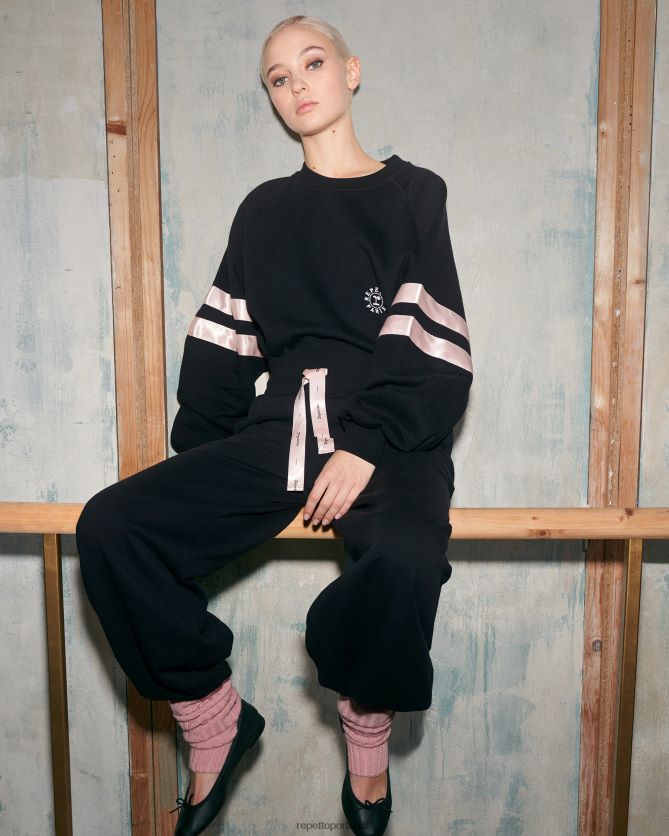 Repetto LJHHL353 mulheres moletom de cetim roupas preto