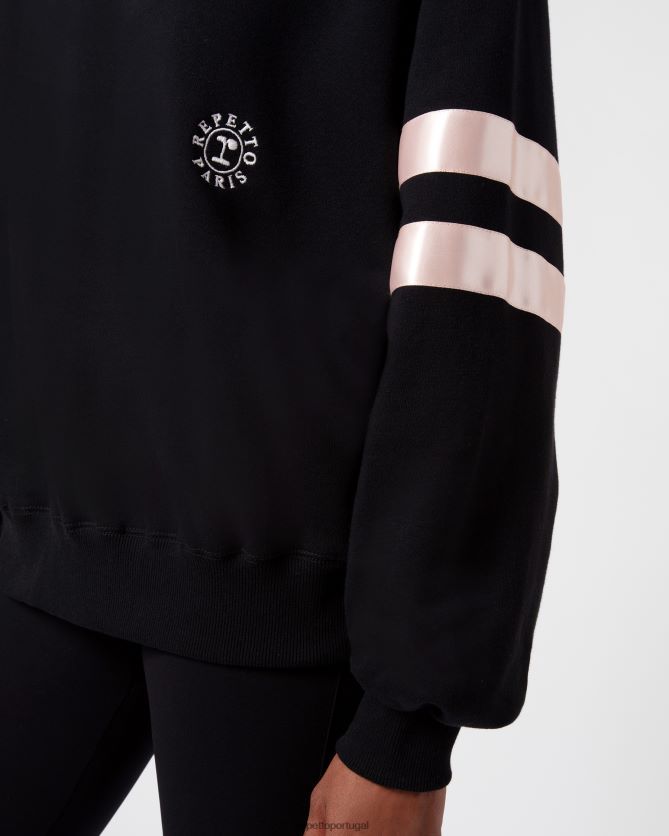 Repetto LJHHL353 mulheres moletom de cetim roupas preto