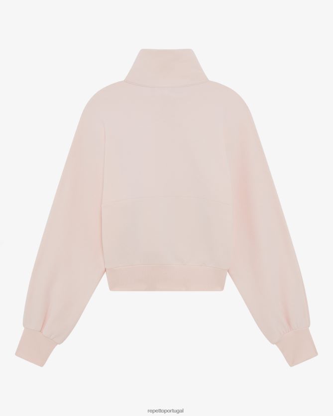 Repetto LJHHL359 mulheres moletom meio zíper roupas giz rosa