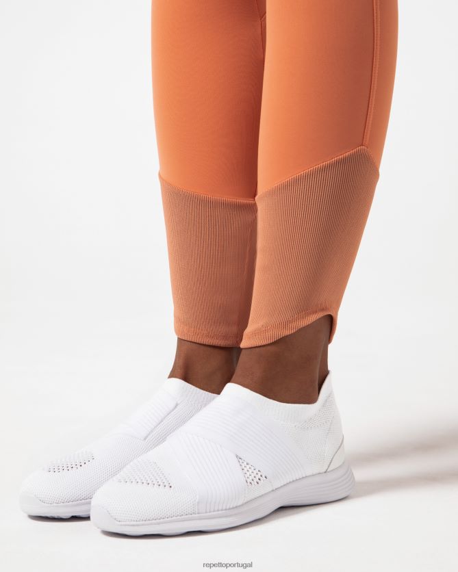 Repetto LJHHL293 mulheres leggings de seda ativa roupas laranja bronze