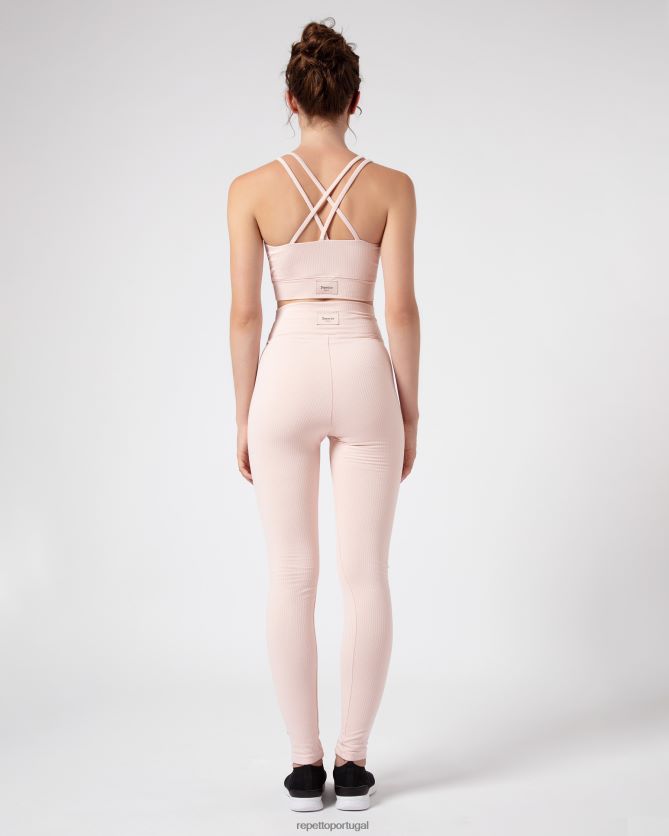 Repetto LJHHL303 mulheres leggings com nervuras roupas pétala rosa