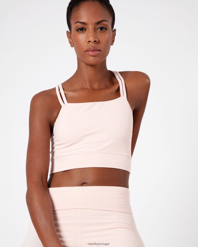 Repetto LJHHL304 mulheres sutiã canelado com alças finas roupas pétala rosa