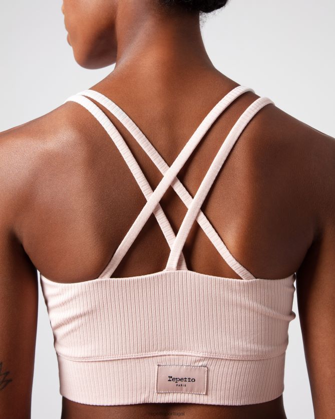 Repetto LJHHL304 mulheres sutiã canelado com alças finas roupas pétala rosa