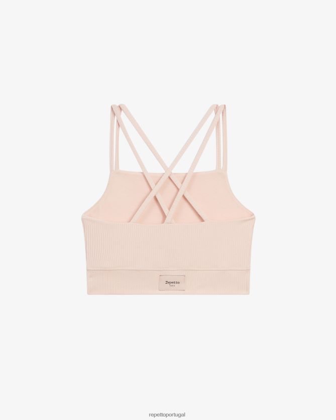 Repetto LJHHL304 mulheres sutiã canelado com alças finas roupas pétala rosa