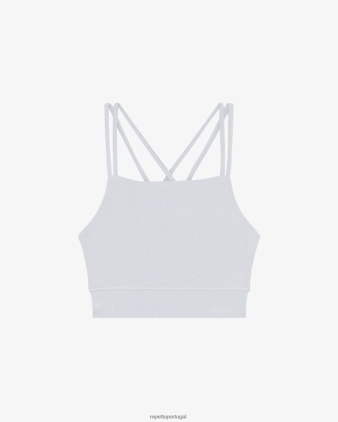 Repetto LJHHL305 mulheres sutiã canelado com alças finas roupas cinza pérola