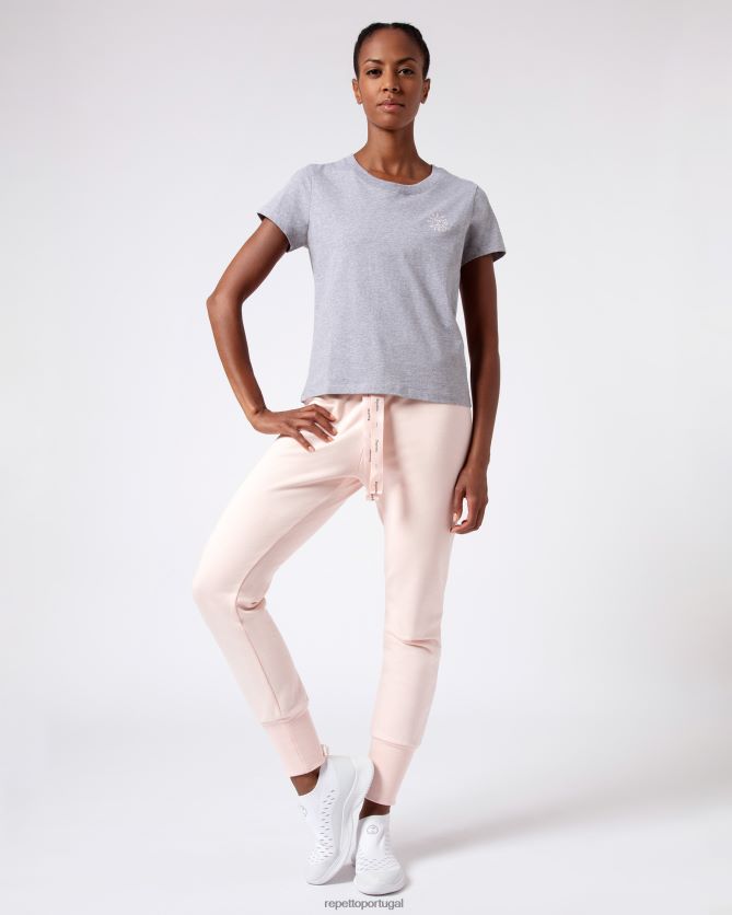 Repetto LJHHL316 mulheres camiseta com logo r roupas cinza claro manchado