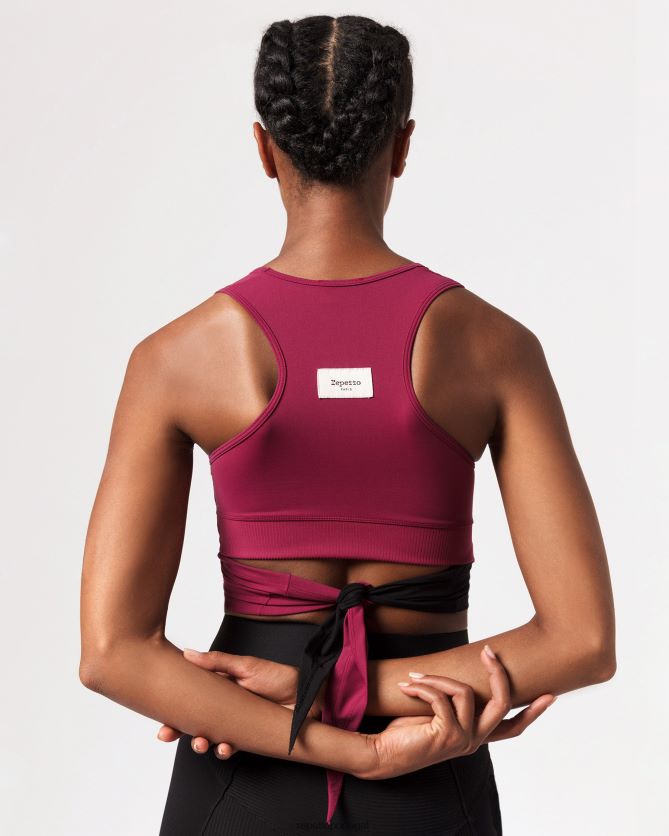 Repetto LJHHL318 mulheres top para amarrar roupas vermelho bordô