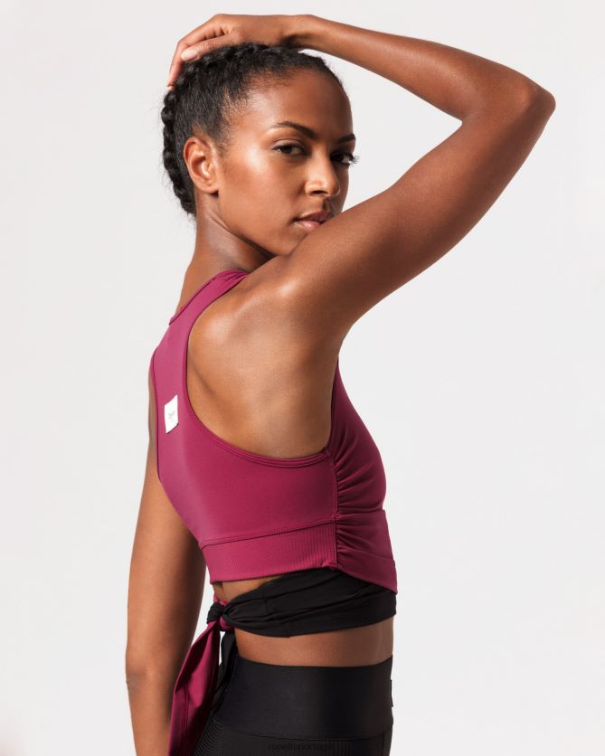 Repetto LJHHL318 mulheres top para amarrar roupas vermelho bordô