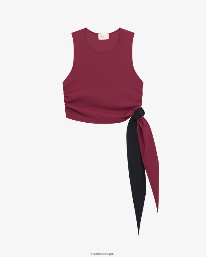 Repetto LJHHL318 mulheres top para amarrar roupas vermelho bordô