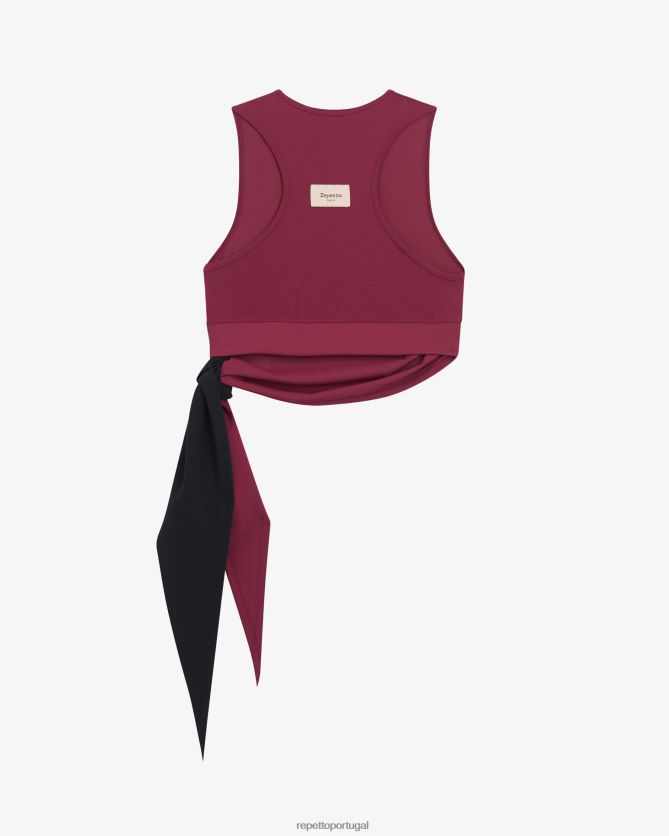 Repetto LJHHL318 mulheres top para amarrar roupas vermelho bordô
