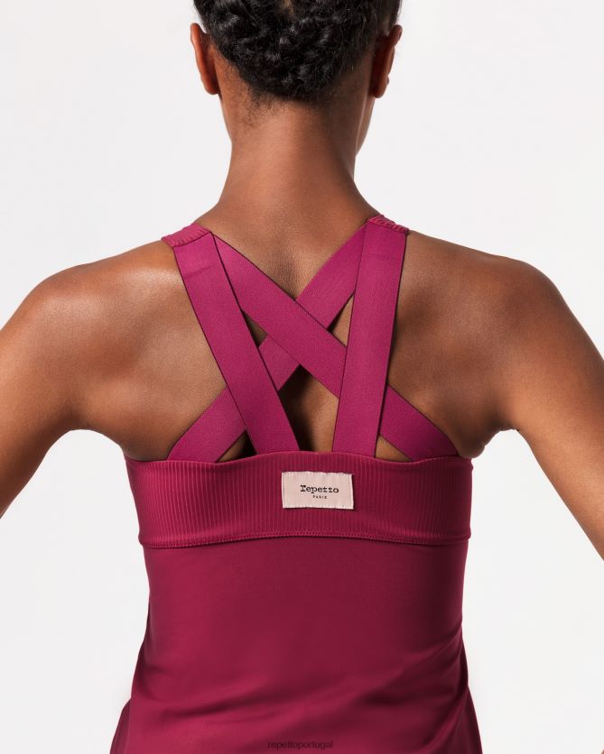 Repetto LJHHL319 mulheres prática regata roupas vermelho bordô