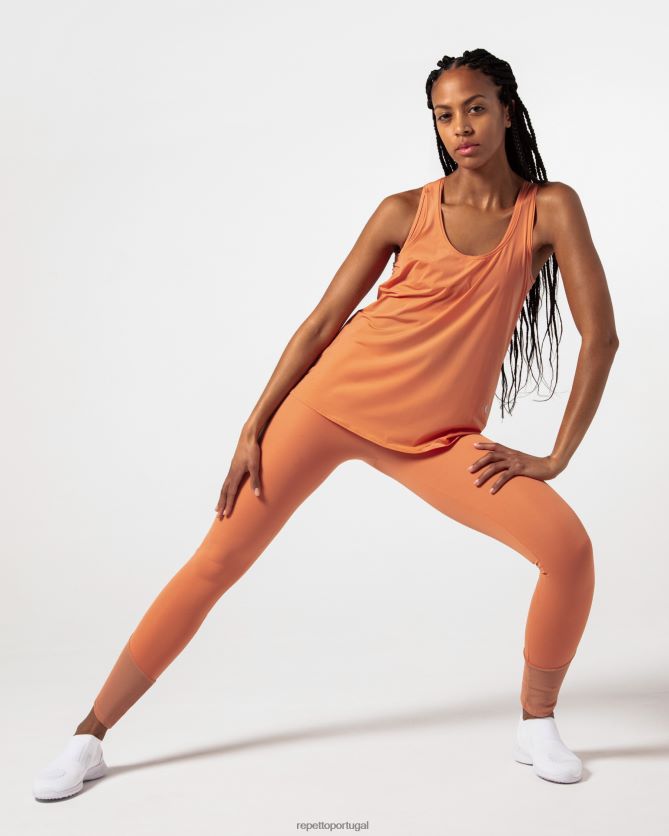 Repetto LJHHL323 mulheres regata de seda ativa roupas laranja bronze