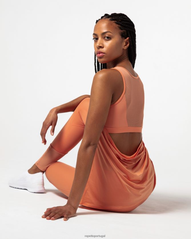 Repetto LJHHL323 mulheres regata de seda ativa roupas laranja bronze