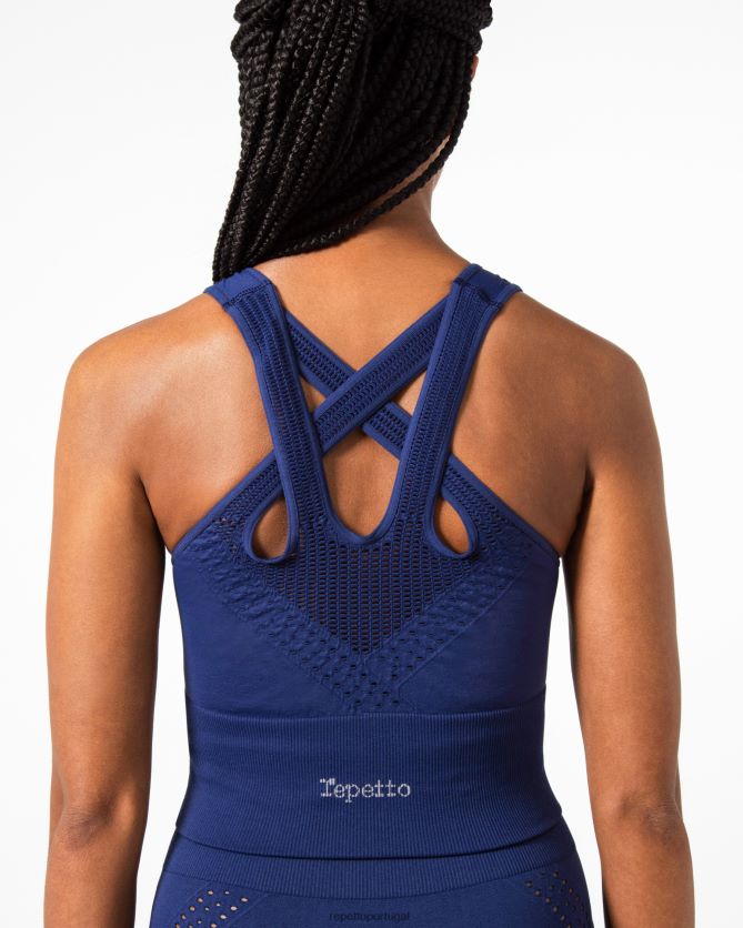 Repetto LJHHL324 mulheres top sem costura roupas azul-marinho