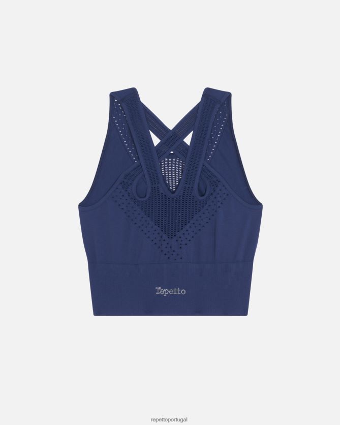 Repetto LJHHL324 mulheres top sem costura roupas azul-marinho